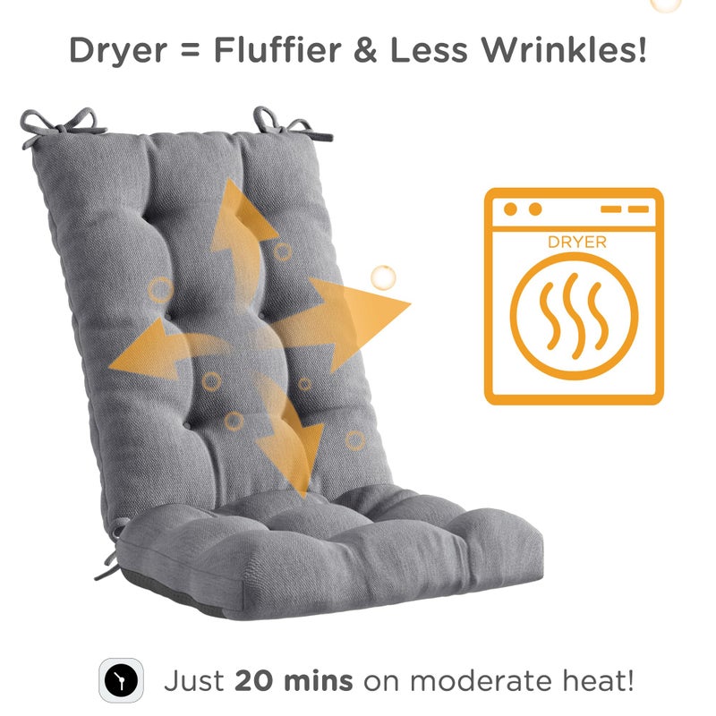 Codi Rocking Chair Cushion  Water Resistant Patio Rocker Chairs Replacement Cushions Set  Extra Large for Outdoor Porch Garden  Grey 1PK - Image 3